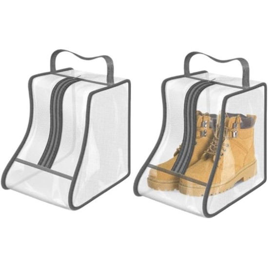 Hewnda Portable 2 Pack Boots Storage, Short Boots Storage/Protector Bag,Grey Portable waterproof storage bags are used for travel storage, under the bed, wardrobe, shoe cabinet and other home storage