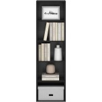 Furinno LUDER Book Shelf, 5-Cube Bookshelf, Bookcase with Open Shelf, 9.4 x 15.8 x 52, for Living Room, Bedroom, Home Office, Blackwood