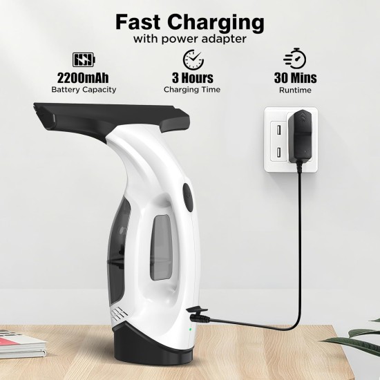 Window Vacuum Squeegee Cordless, Electric Window Cleaner Tool with & Water Collection Tank, Cleaning Kit Shower Squeegee for Glass Doors, Windows, Mirrors, Car