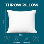 LANE LINEN 4 Pack 18x18 White Throw Pillow Inserts for Decorative Pillow Covers, Couch Pillows for Living Room, Fluffy Pillows for Bed