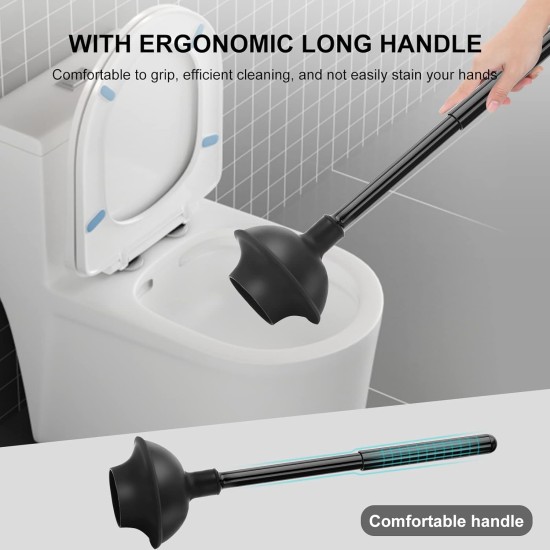 SetSail Toilet Brush and Plunger Set, Semi-Hidden Toilet Plungers Heavy Duty Toilet Bowl Brush and Holder for Bathroom Toilet Plunger and Brush Set for Deeply Cleaning - Black