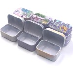 8Pcs Metal Hinged Tin Box Container Floral Farmhouse Rustic Mini Portable Small Storage Container Kit with Lid for Home Storage 2.1x1.5x1 Inch (White)