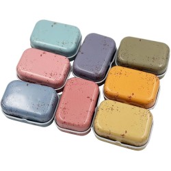 8Pcs Mini Flower Tin Trinket Jewelry Organizer Storage Box Decorative Boxes Small Metal Tins with Hinged Lids Portable Box Containers Small Storage Kit (Vintage Dessert)
