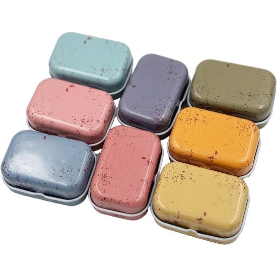 8Pcs Mini Flower Tin Trinket Jewelry Organizer Storage Box Decorative Boxes Small Metal Tins with Hinged Lids Portable Box Containers Small Storage Kit (Vintage Dessert)