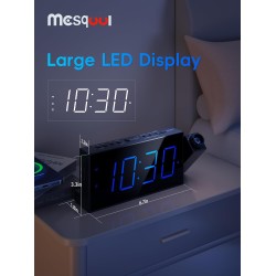 Digital Projection Alarm Clocks for Bedrooms - Large LED Display, 180° Rotatable Projector, 5-Level Dimmer,USB Charger,Battery Backup,Loud Dual Alarms for Kids Elderly,Heavy Sleepers,Snooze,12/24H,DST