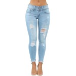 KUNMI Women's Skinny Ripped Trendy Jeans Distressed Stretchy Denim Pants