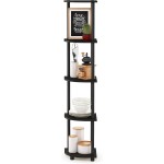 Furinno TURN-N-TUBE Corner Shelf, 5-Tier Corner Bookshelf, Open Storage Shelves, for Organization and Storage, Living Room, Home Office, Garage, Bedroom, Espresso