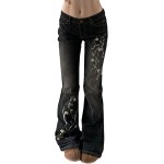 Women Bell Bottom Jeans Stretchy Flare Mid Rise Embroidery Vintage Denim Pants 90s Outfits Y2k Clothes Women Bell Bottom Jeans Stretchy Flare Mid Rise Embroidery Vintage Denim Pants 90s Outfits Y2k Clothes