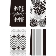 Artoid Mode Black Stripes Home Sweet Home Boho Halloween Kitchen Towels Dish Towels, 18x26 Inch Seasonal Decoration Hand Towels Set of 4