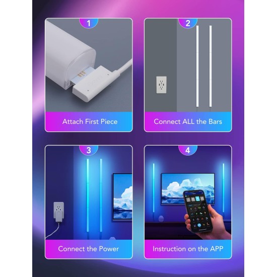 Govee Glide Wall Lights, RGBIC LED Light, Smart Gaming Light Compatible with SmartThings, RGB Lights Bar, LED Wall Lights for Bedroom, 2 Panels Set (3 Sections/Panel)