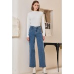 Sidefeel Women's Straight Leg Jeans High Waisted Stretchy Jeans Zimbaplatinum Wide Leg Ankle Denim Pants with Pockets Sidefeel Women's Straight Leg Jeans High Waisted Stretchy Jeans Zimbaplatinum Wide Leg Ankle Denim Pants with Pockets