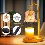 Candle Warmer Lamp Electric Timer - Candles Warming Light Height Adjustable Dimmable Warmers Flower Lamps No Flame Heat Warm Melt Wax Jar Modern Home Decor Table Lights for Home Living Bedroom