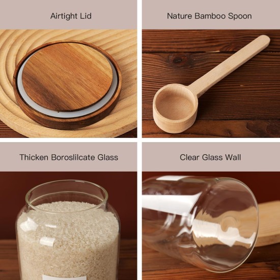 2 PCS Large Glass Jar with Airtight Lid, Glass Food Storage Jars for Tea,Spice,Cereal, Egg,Flour,Coffee and More(1 gallon/4000 ml)