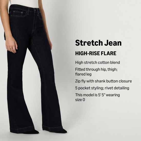Amazon Essentials Women's High Stretch Flattering High-Rise Flare Jeans