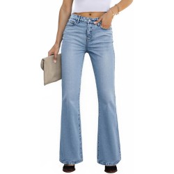 EMMIOL Flare Jeans for Women Trendy, Mid-High Waist Bootcut Bell Bottom Jeans, Stretchy Denim Y2K Pants with Pockets