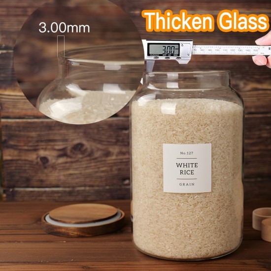 2 PCS Large Glass Jar with Airtight Lid, Glass Food Storage Jars for Tea,Spice,Cereal, Egg,Flour,Coffee and More(1 gallon/4000 ml)