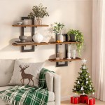 HOOBRO Floating Shelves, 15 Inch Wall Shelf Set of 2, Wall Mounted Storage Shelves 2-Tier, Hanging Bathroom Shelves, for Living Room, Bedroom, Bathroom, Kitchen, Rustic Brown and Black BF32BJ01G1