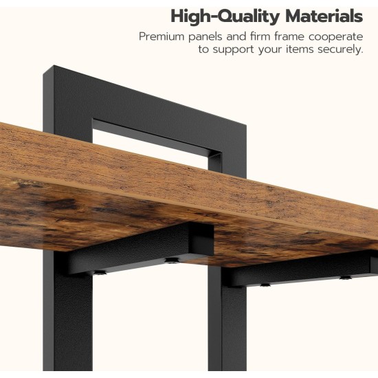 HOOBRO Floating Shelves, 15 Inch Wall Shelf Set of 2, Wall Mounted Storage Shelves 2-Tier, Hanging Bathroom Shelves, for Living Room, Bedroom, Bathroom, Kitchen, Rustic Brown and Black BF32BJ01G1