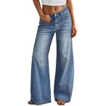 Trendy Queen Women's High Waisted Wide Leg Barrel Jeans Stretch Baggy Flare Denim Pants