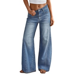 Trendy Queen Women's High Waisted Wide Leg Barrel Jeans Stretch Baggy Flare Denim Pants