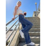 Trendy Queen Women's Wide Leg Jeans High Waisted Straight Leg Jeans Stretchy Baggy Denim Pants