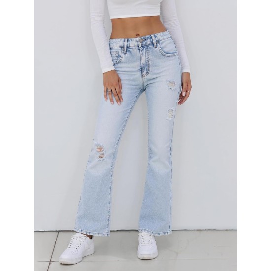 EMMIOL Women's Flare Wide Leg Jeans Stretchy High Waisted Bell Bottom 2026 Basic Bootcut Denim Pants