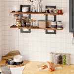 HOOBRO Floating Shelves, 15 Inch Wall Shelf Set of 2, Wall Mounted Storage Shelves 2-Tier, Hanging Bathroom Shelves, for Living Room, Bedroom, Bathroom, Kitchen, Rustic Brown and Black BF32BJ01G1