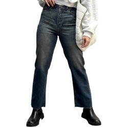 FairBeauty Women's Skinny Stretch Jeans Frayed Raw Hem Slim Fit Jeans Ripped Denim Pants