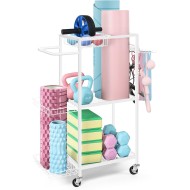 LIANTRAL Yoga Mat Storage Rack - Metal Gym Organizer for Yoga Mats, Foam Rollers & Fitness Equipment, Space Saving Workout Equipment Storage Rack for Home Exercise and Fitness Gear