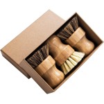 Palm Pot Brush- Bamboo Round 3 Packs Mini Dish Brush Natural Scrub Brush Durable Scrubber Cleaning Kit with Union Fiber and Tampico Fiber for Cleaning Pots, Pans and Vegetables