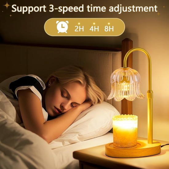 Candle Warmer Lamp Electric Timer - Candles Warming Light Height Adjustable Dimmable Warmers Flower Lamps No Flame Heat Warm Melt Wax Jar Modern Home Decor Table Lights for Home Living Bedroom