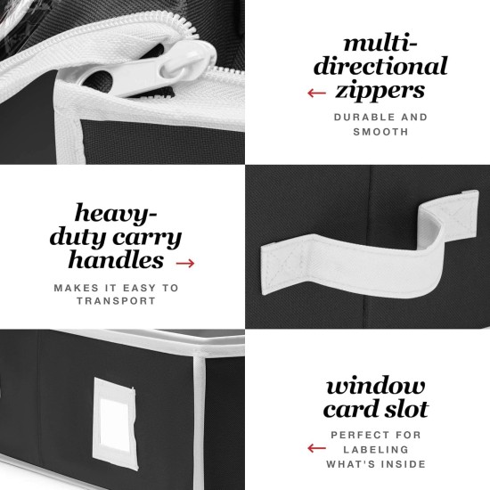 Premium Wrapping Paper Organizer Storage | Gift Wrap Holder With Extra Pockets for Christmas Decorations, Reinforced Handles, Heavy Duty, Ultra-Durable, Tear-Proof Fabric - Fits Up to 27 Rolls (Black)