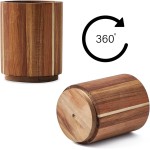 Acacia Wood Utensil Holder for Kitchen Counter, 360° Rotating 7.2" Wooden Cooking Utensil Crock for Countertop, Farmhouse Kitchen Decor