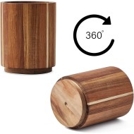 Acacia Wood Utensil Holder for Kitchen Counter, 360° Rotating 7.2" Wooden Cooking Utensil Crock for Countertop, Farmhouse Kitchen Decor