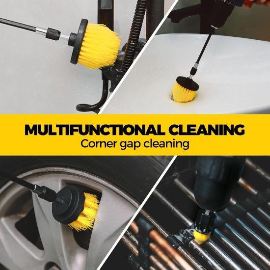 Holikme 8 Piece Drill Brush Attachments Set, Power Scrubber with Extend Long Attachment,Cleaning Supplies for Bathtub, Shower, Grout, Tile(Yellow) Holikme 8 Piece Drill Brush Attachments Set, Power Scrubber with Extend Long Attachment,Cleaning Supplies for Bathtub, Shower, Grout, Tile(Yellow)