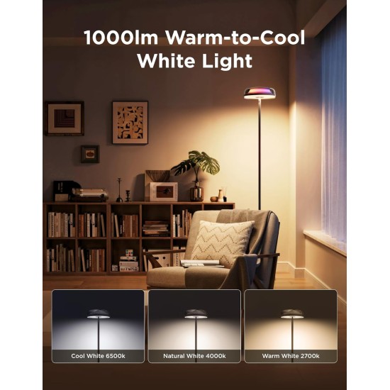 Govee Uplighter Floor Lamp for Living Room, RGBIC Ripple Projector, Floor Lamp for Bedroom, Compatible with SmartThings, Alexa, and Matter, LED Modern Corner Floor Light, Warm Cool White Standing Lamp