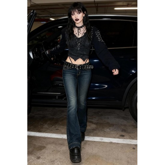 EMMIOL Bell Bottom Jeans for Women Flare Stretchy Mid-Low Rise Skinny Denim Pants Trendy Fall 90s Outfits