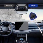 11pcs Windshield Cleaner Tool, Car Window Cleaning Wash Kit with 6 Reusable Microfiber Pads 2 Spray Bottles and Extendable Handles Auto Glass Wiper Kit, Blue