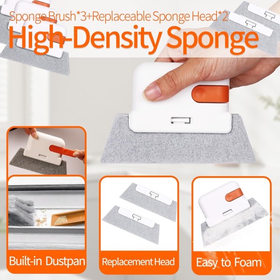 Window Track Cleaner Tools Set - 14 Pcs Window Groove Cleaning Brush Kit, Crevice Cleaning Brush for Sliding Door, Shutter, Sill, Tile Lines, Sink