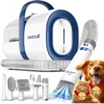 oneisall Dog Grooming Vacuum, Pet Grooming Vacuum with Clipper Nail Grinder, 1.5L Dust Cup Dog deshedding Brush with 7 Tools for Shedding Pet Hair, Home Cleaning(Blue)