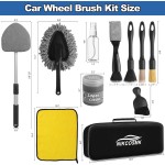 NIKCOSMK Windshield Cleaner Tool, 14Pcs Car Cleaning Kit - Car Interior Detailing Kit with Extendable Handle, Cleaning Gel & Microfiber Pads, All-in-One Inside Car Cleaning Supplies for Women Men