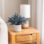 MyGift Artificial Eucalyptus Plant in Modern Gray Concrete Pots with Geometric Embossed Pattern (1, Blue)