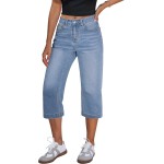 GRAPENT Capri Jeans for Women Mid Rise Straight Leg Casual Relaxed Fit Summer Cropped Stretchy Denim Capris Pants