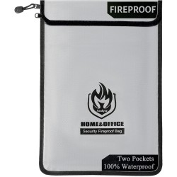 Upgraded Two Pockets Fireproof Document Bag (2000℉), andyer 15”x 11”Waterproof Fireproof Money Bag for Cash with Zipper, Important Document Storage Organizer for Valuables, Legal Documents Safe