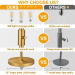 Dimmable Floor Lamp, Industrial Floor Lamps for Living Room, Gold Tree Lamp Standing Lamp Tall Lamps with 3 Elegant Teardrop Cage Head & 800 Lumens LED Bulbs for Living room Bedroom Office Dining Room