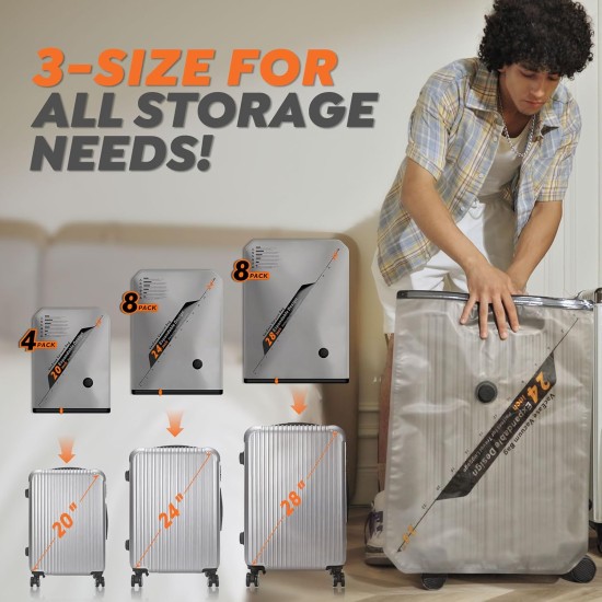 Rechargeable Wireless Pump Travel Storage Bags Set - 20 Pack Portable Space Saver Bags for Travel & Home - Vacuum Compression Packing Seal for Clothes, Blankets, Seasonal Storage