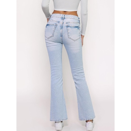 EMMIOL Women's Flare Wide Leg Jeans Stretchy High Waisted Bell Bottom 2026 Basic Bootcut Denim Pants