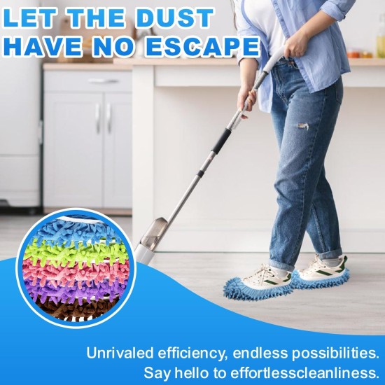 Mop Slippers Shoes 5 Pairs (10 Pieces) - Microfiber Cleaning House Mop Slippers, Floor Cleaning Tools Shoe Cover, Soft Machine Washable Reusable Microfiber Foot Socks for House Kitchen Office