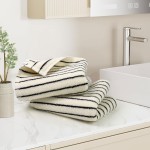 Jacquotha Black and White Striped Hand Towels for Bathroom, Vintage Kitchen Decor, Guest Use, Adults & Kids, Natural Cotton, 14” x 29”