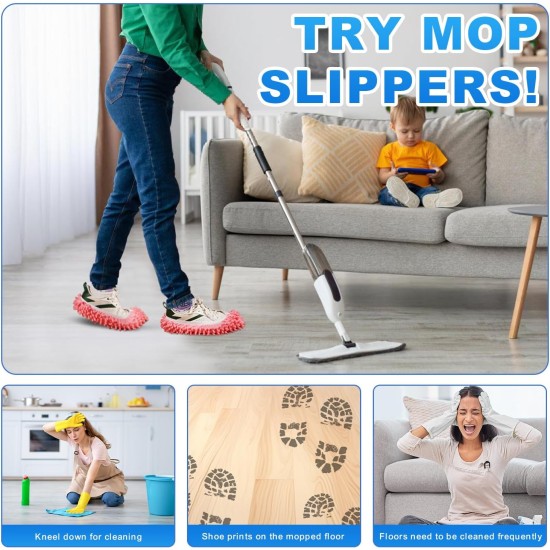 Mop Slippers Shoes 5 Pairs (10 Pieces) - Microfiber Cleaning House Mop Slippers, Floor Cleaning Tools Shoe Cover, Soft Machine Washable Reusable Microfiber Foot Socks for House Kitchen Office